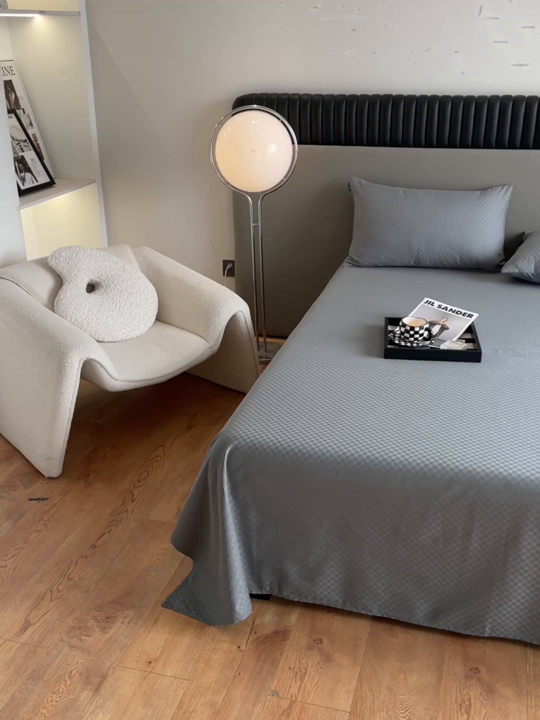 91家纺网 家纺一手货源 找家纺 琪格格纺织 2025新款60S长绒棉纯棉小方格单床单-单床笠 高级灰-60S新疆长绒棉