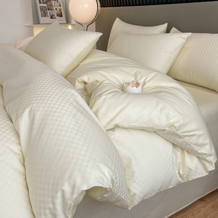 91家纺网 家纺一手货源 找家纺 （总）琪格格纺织 2025新款60S长绒棉纯棉小方格四件套单被套