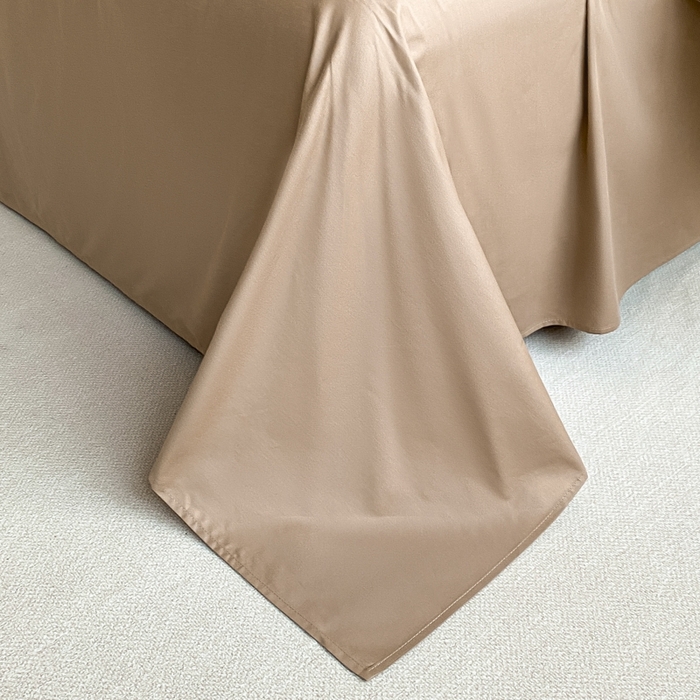 91家纺网 家纺一手货源 找家纺 琪格格纺织 2025新款60S长绒棉纯棉小方格四件套单被套 60长绒棉 简格亚麻棕