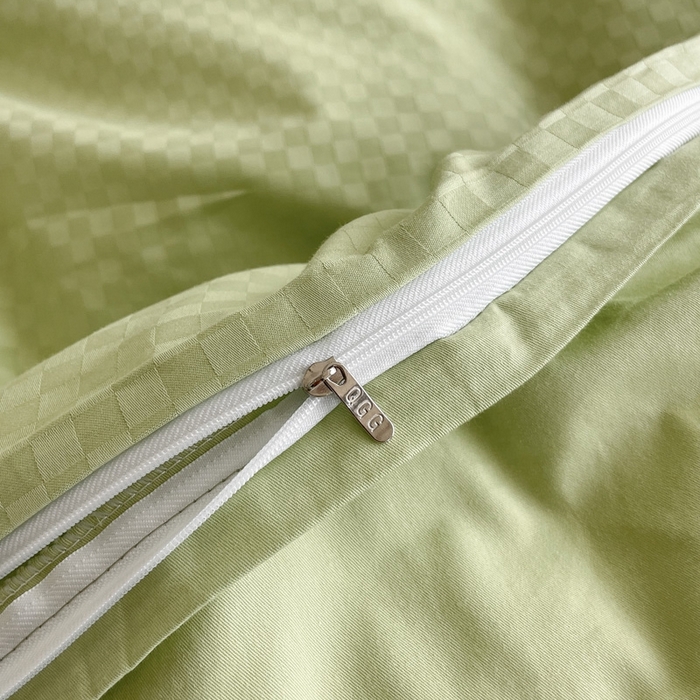 91家纺网 家纺一手货源 找家纺 琪格格纺织 2025新款60S长绒棉纯棉小方格四件套单被套 60长绒棉-纯果绿