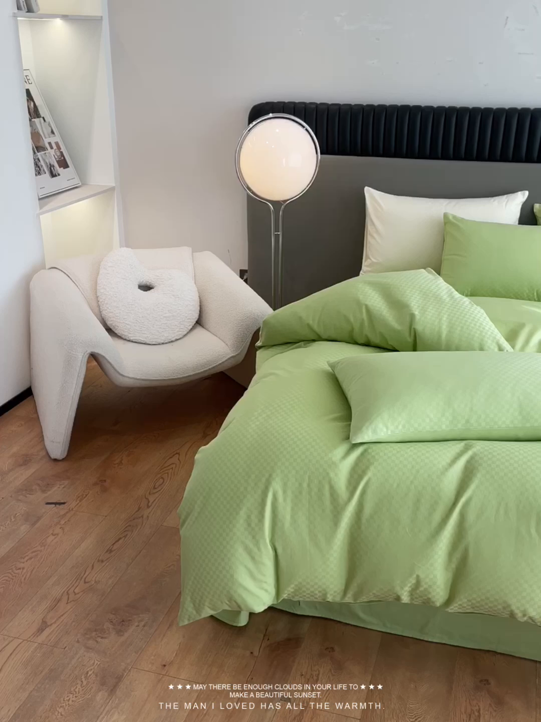 91家纺网 家纺一手货源 找家纺 琪格格纺织 2025新款60S长绒棉纯棉小方格四件套单被套 60长绒棉-纯果绿