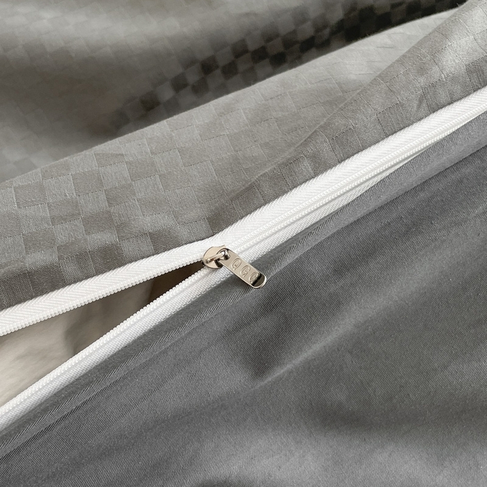 91家纺网 家纺一手货源 找家纺 琪格格纺织 2025新款60S长绒棉纯棉小方格四件套单被套 60长绒棉-高级灰