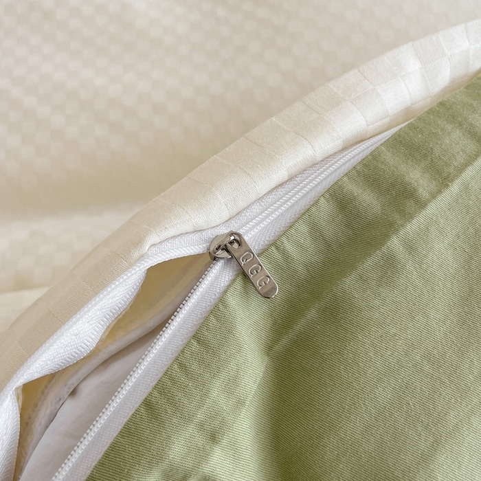 91家纺网 家纺一手货源 找家纺 琪格格纺织 2025新款60S长绒棉纯棉小方格四件套单被套 60长绒棉-奶昔白+果绿