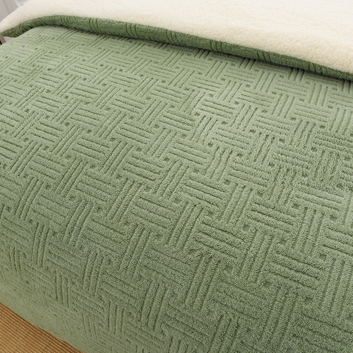 91家纺网 家纺一手货源 找家纺 圣靓 2025新款塔芙绒羊羔绒双面冬被被子被芯 抹茶