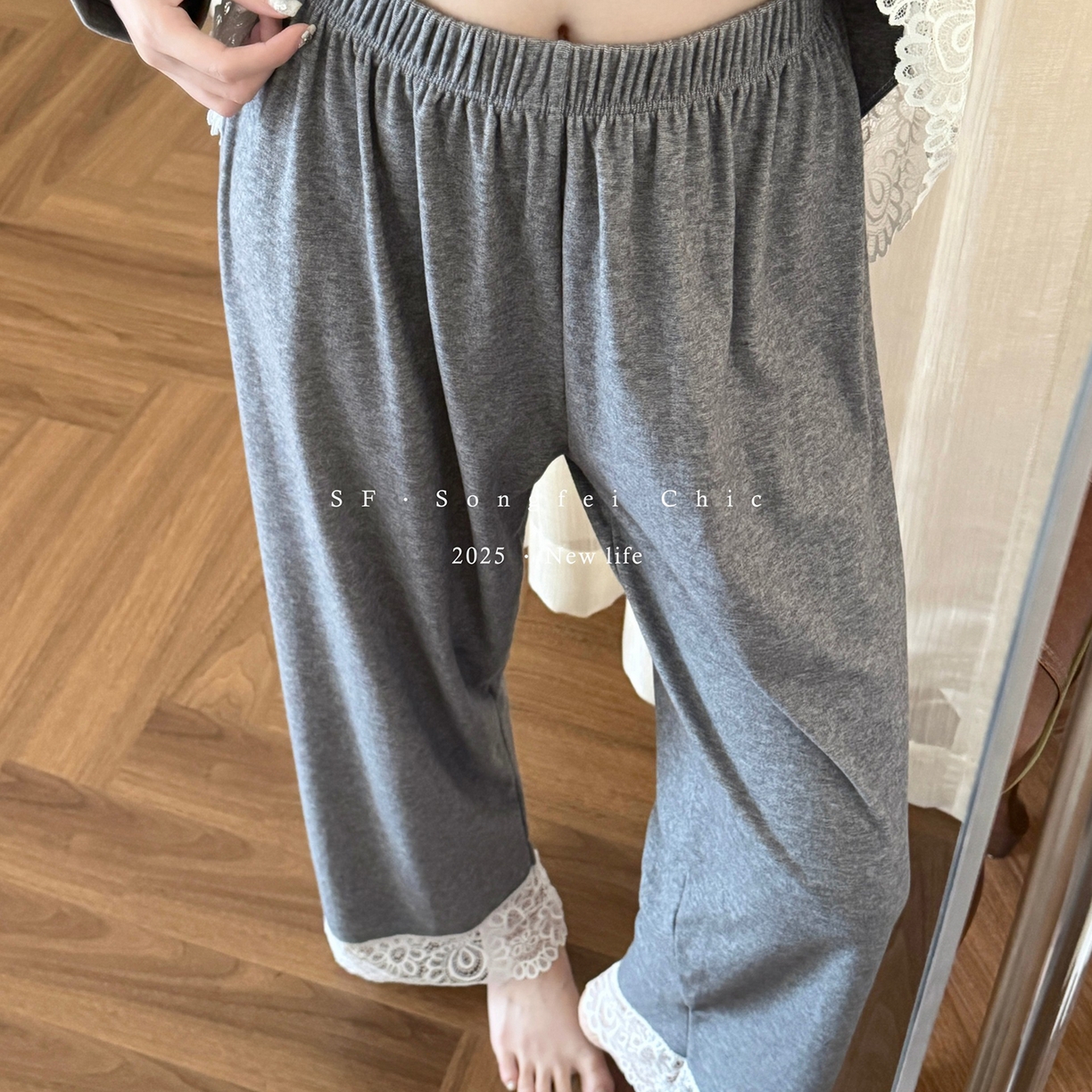 91家纺网 家纺一手货源 找家纺 （总）妍景家居生活馆 2025新款D-3726 简约蕾丝款圆领套装