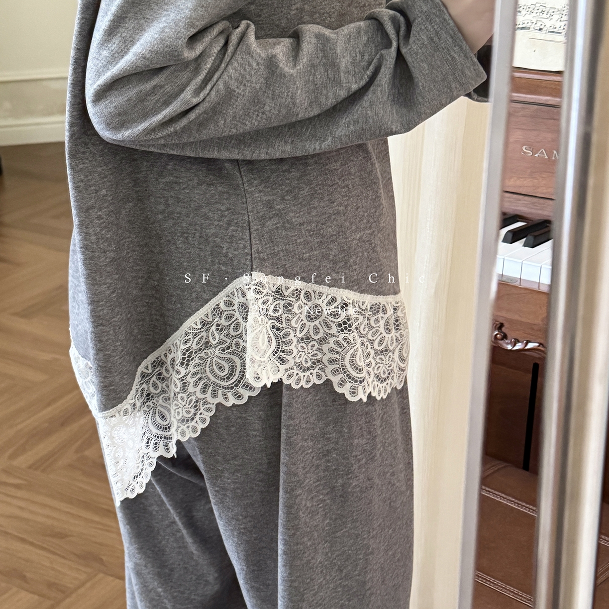 91家纺网 家纺一手货源 找家纺 （总）妍景家居生活馆 2025新款D-3726 简约蕾丝款圆领套装