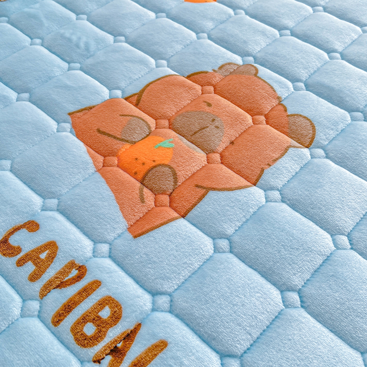 91家纺网 家纺一手货源 找家纺 小叮当家纺仓储工厂店 2025新款牛奶绒夹棉印花床垫床护垫大床图 绒床垫-奶茶屯屯蓝色