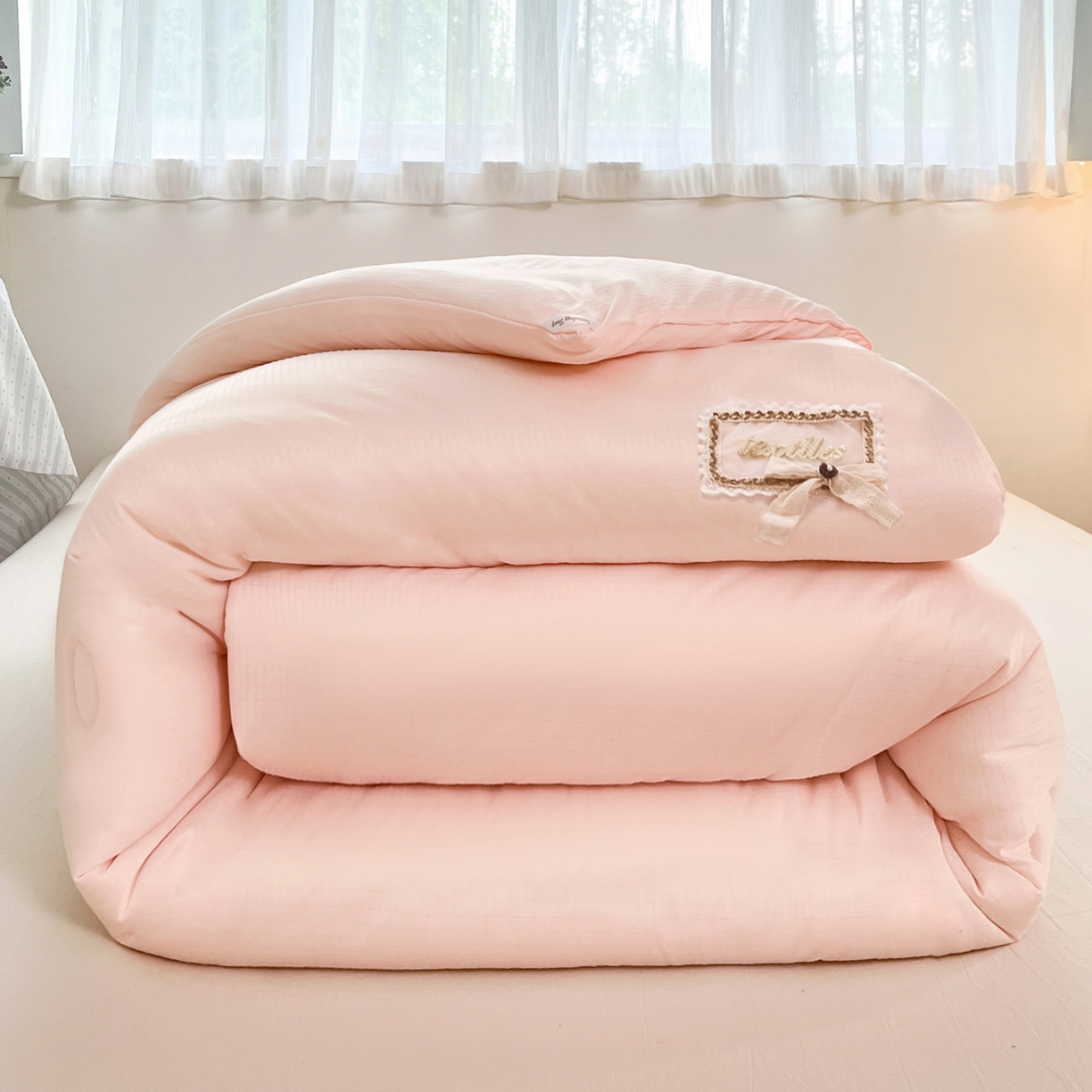 91家纺网 家纺一手货源 找家纺 花满路 2025新款成人秋冬被子被芯 仙女粉