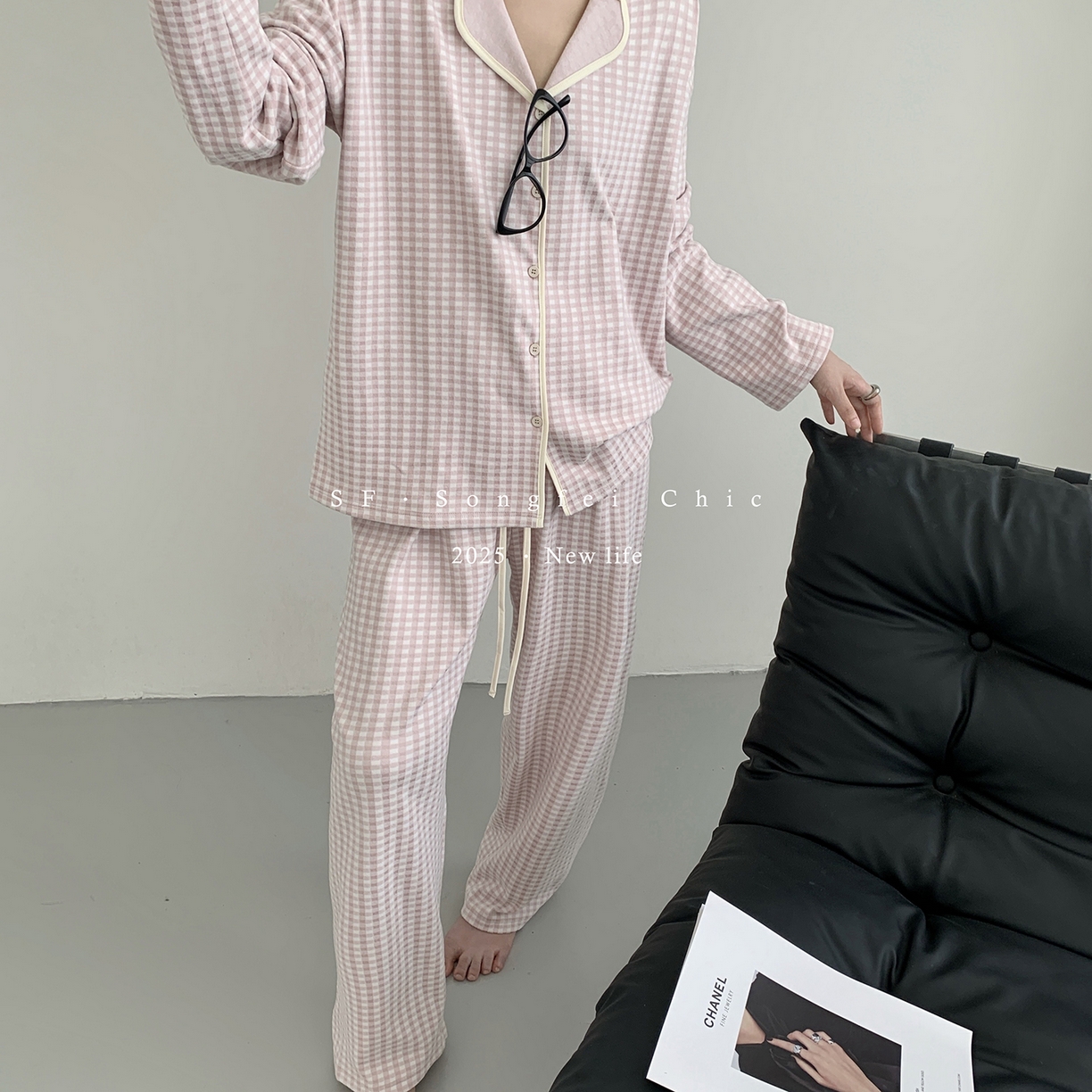 91家纺网 家纺一手货源 找家纺 （总）妍景家居生活馆 2025新款D-3732 复古翻领简约格子款