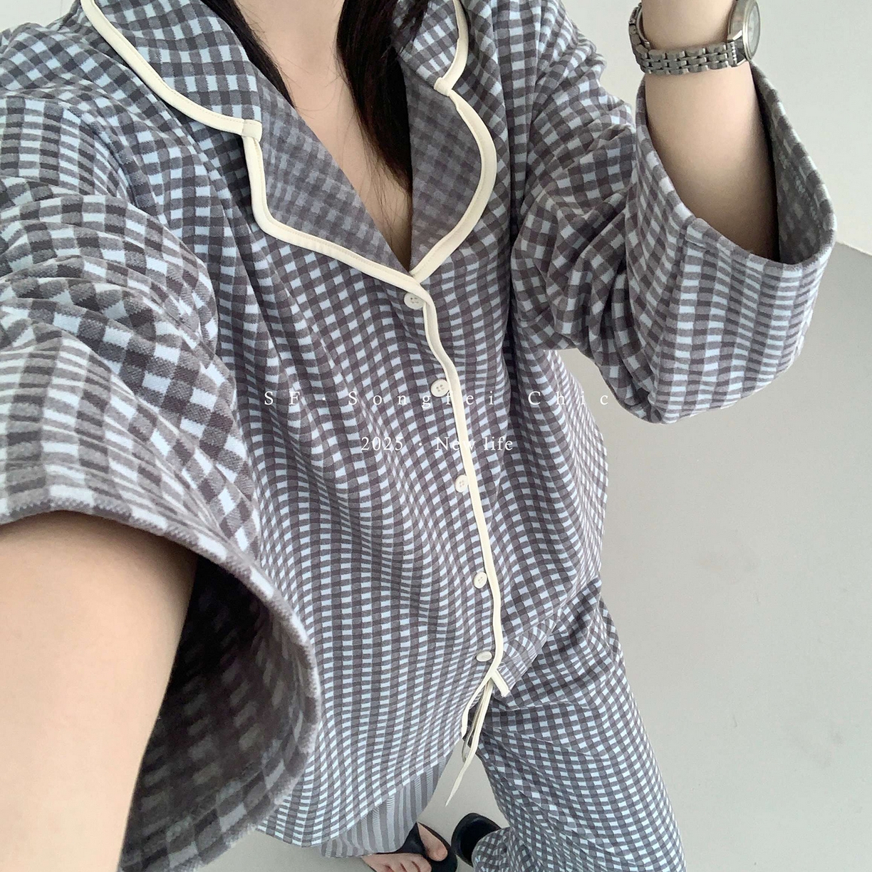 91家纺网 家纺一手货源 找家纺 （总）妍景家居生活馆 2025新款D-3732 复古翻领简约格子款