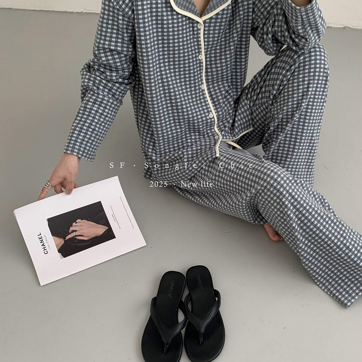 91家纺网 家纺一手货源 找家纺 （总）妍景家居生活馆 2025新款D-3732 复古翻领简约格子款