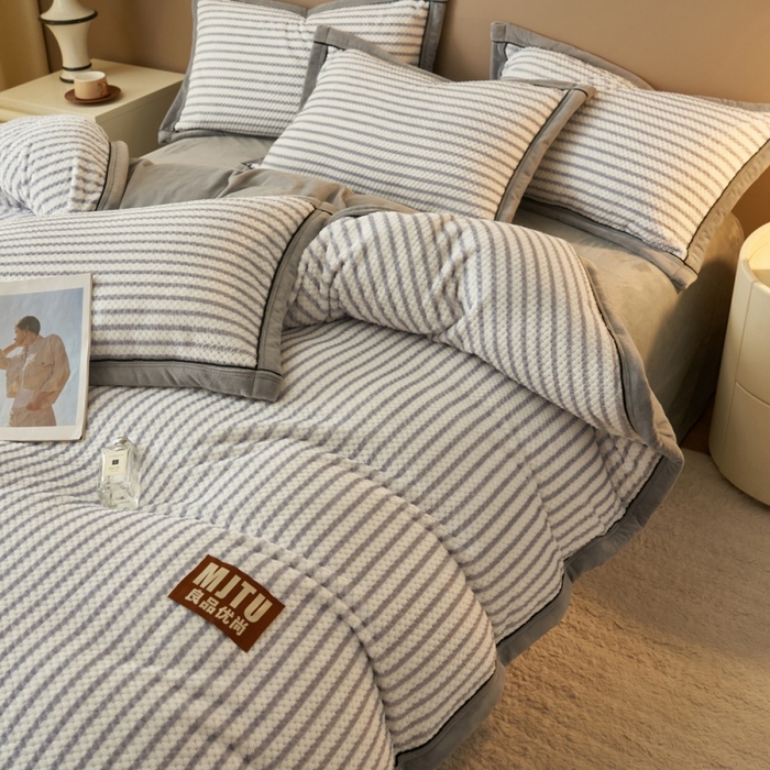 91家纺网 家纺一手货源 找家纺 （总）晨曦家纺 2025新款加厚贝贝绒牛奶绒四件套（暖光）