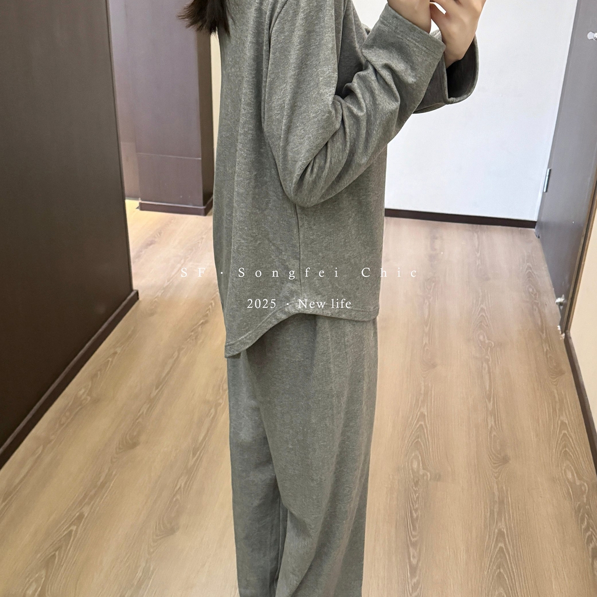 91家纺网 家纺一手货源 找家纺 妍景家居生活馆 2025新款D-3734 自带胸垫款纯色圆领款 韩系中灰