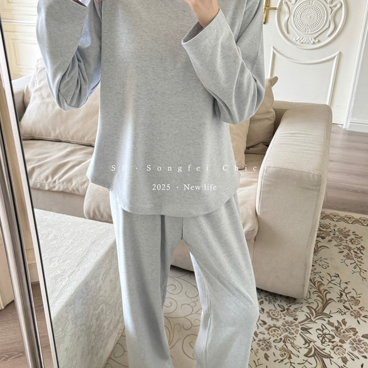 91家纺网 家纺一手货源 找家纺 妍景家居生活馆 2025新款D-3734 自带胸垫款纯色圆领款 盐水蓝