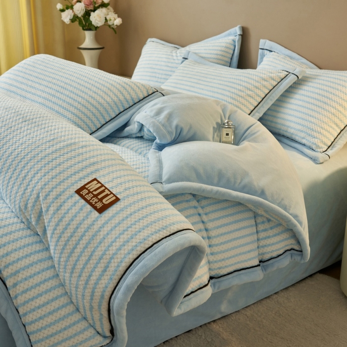 91家纺网 家纺一手货源 找家纺 （总）晨曦家纺 2025新款加厚贝贝绒牛奶绒四件套（暖光）