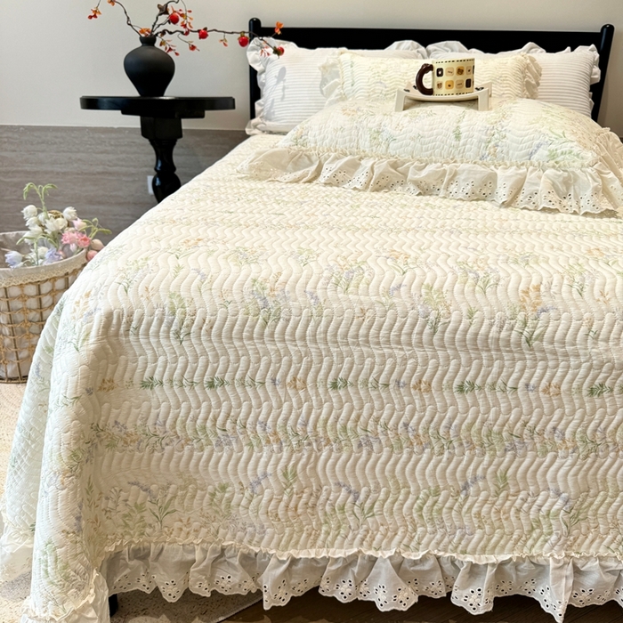 91家纺网 家纺一手货源 找家纺 奈萝家纺 2025新款全棉纯棉床盖三件套可配同款四季被同款被套 芳草恋