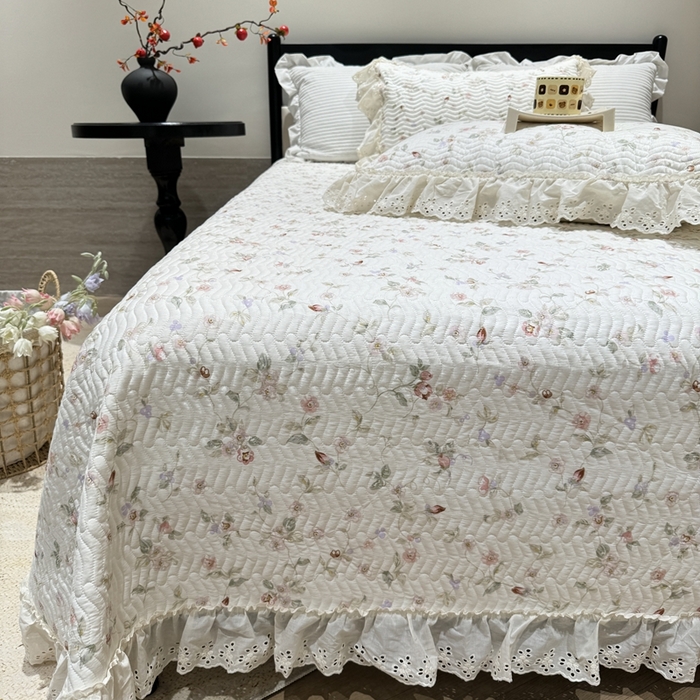 91家纺网 家纺一手货源 找家纺 奈萝家纺 2025新款全棉纯棉床盖三件套可配同款四季被同款被套 薇语梦