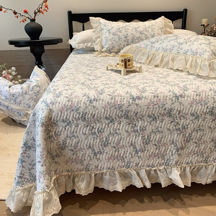 91家纺网 家纺一手货源 找家纺 奈萝家纺 2025新款全棉纯棉床盖三件套可配同款四季被同款被套 夏梦