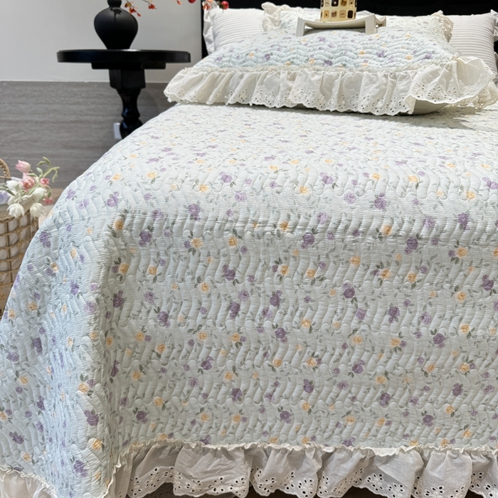 91家纺网 家纺一手货源 找家纺 奈萝家纺 2025新款全棉纯棉床盖三件套可配同款四季被同款被套 稚嫩蔷薇