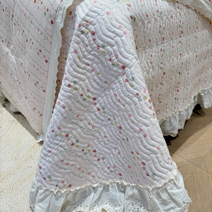 91家纺网 家纺一手货源 找家纺 奈萝家纺 2025新款全棉纯棉床盖三件套可配同款四季被同款被套 草莓酱