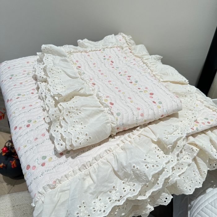 91家纺网 家纺一手货源 找家纺 奈萝家纺 2025新款全棉纯棉床盖三件套可配同款四季被同款被套 草莓酱