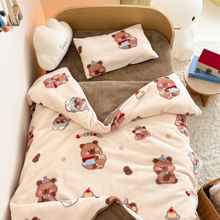 91家纺网 家纺一手货源 找家纺 （总）嗨生活 2025新款牛奶绒多功能儿童盖毯式可脱卸被套大豆被芯幼儿园被子 儿童被子