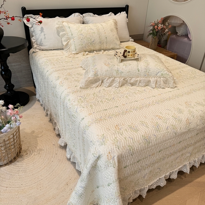 91家纺网 家纺一手货源 找家纺 奈萝家纺 2025新款全棉纯棉床盖三件套可配同款四季被同款被套 芳草恋