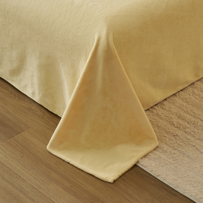 91家纺网 家纺一手货源 找家纺 晨曦家纺 2025新款加厚贝贝绒牛奶绒四件套（暖光） 贝贝绒-奶黄