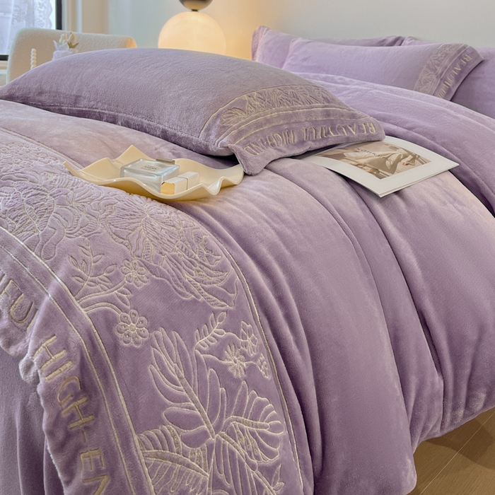 91家纺网 家纺一手货源 找家纺 （总）绒掌柜 2025新款冬季消光级柔滑细腻刺绣牛奶绒四件套（品质版权有买家秀）—清悦系列