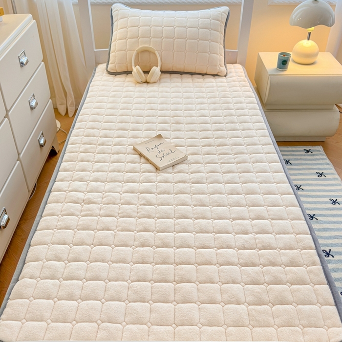 91家纺网 家纺一手货源 找家纺 （总）小叮当家纺仓储工厂店 2025新款牛奶绒夹棉印花床垫学生图