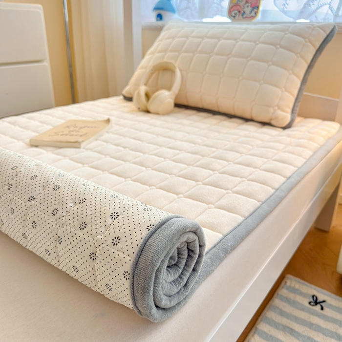 91家纺网 家纺一手货源 找家纺 （总）小叮当家纺仓储工厂店 2025新款牛奶绒夹棉印花床垫学生图