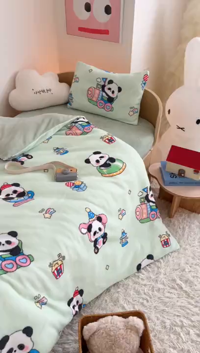 91家纺网 家纺一手货源 找家纺 （总）嗨生活 2025新款牛奶绒多功能儿童盖毯式可脱卸被套大豆被芯幼儿园被子 儿童被子