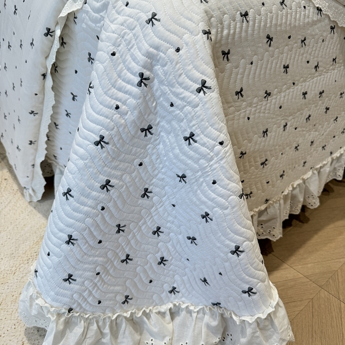 91家纺网 家纺一手货源 找家纺 奈萝家纺 2025新款全棉纯棉床盖三件套可配同款四季被同款被套 蝴蝶结