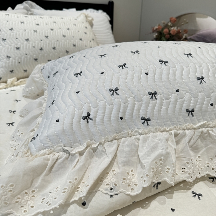 91家纺网 家纺一手货源 找家纺 奈萝家纺 2025新款全棉纯棉床盖三件套可配同款四季被同款被套 蝴蝶结