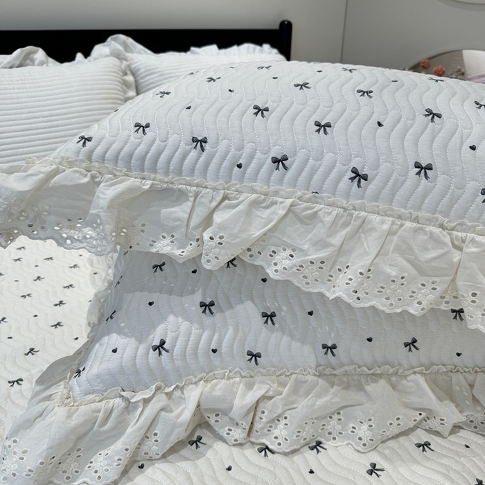 91家纺网 家纺一手货源 找家纺 奈萝家纺 2025新款全棉纯棉床盖三件套可配同款四季被同款被套 蝴蝶结