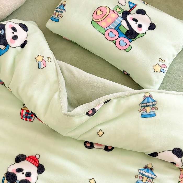 91家纺网 家纺一手货源 找家纺 （总）嗨生活 2025新款牛奶绒多功能儿童盖毯式可脱卸被套大豆被芯幼儿园被子 儿童被子