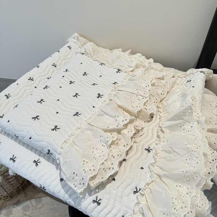 91家纺网 家纺一手货源 找家纺 奈萝家纺 2025新款全棉纯棉床盖三件套可配同款四季被同款被套 蝴蝶结