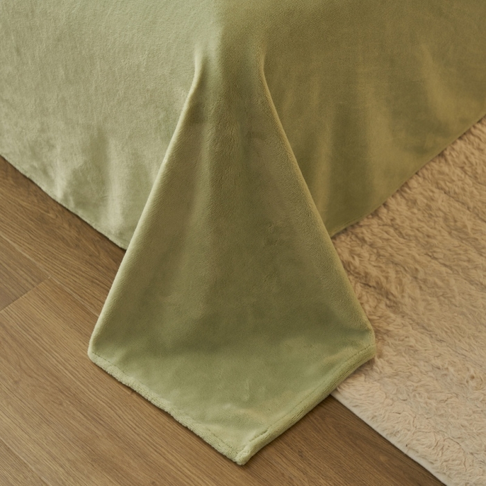 91家纺网 家纺一手货源 找家纺 晨曦家纺 2025新款加厚贝贝绒牛奶绒四件套（暖光） 贝贝绒-暖绿