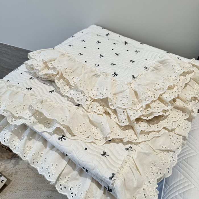 91家纺网 家纺一手货源 找家纺 奈萝家纺 2025新款全棉纯棉床盖三件套可配同款四季被同款被套 蝴蝶结