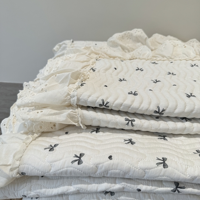 91家纺网 家纺一手货源 找家纺 奈萝家纺 2025新款全棉纯棉床盖三件套可配同款四季被同款被套 蝴蝶结