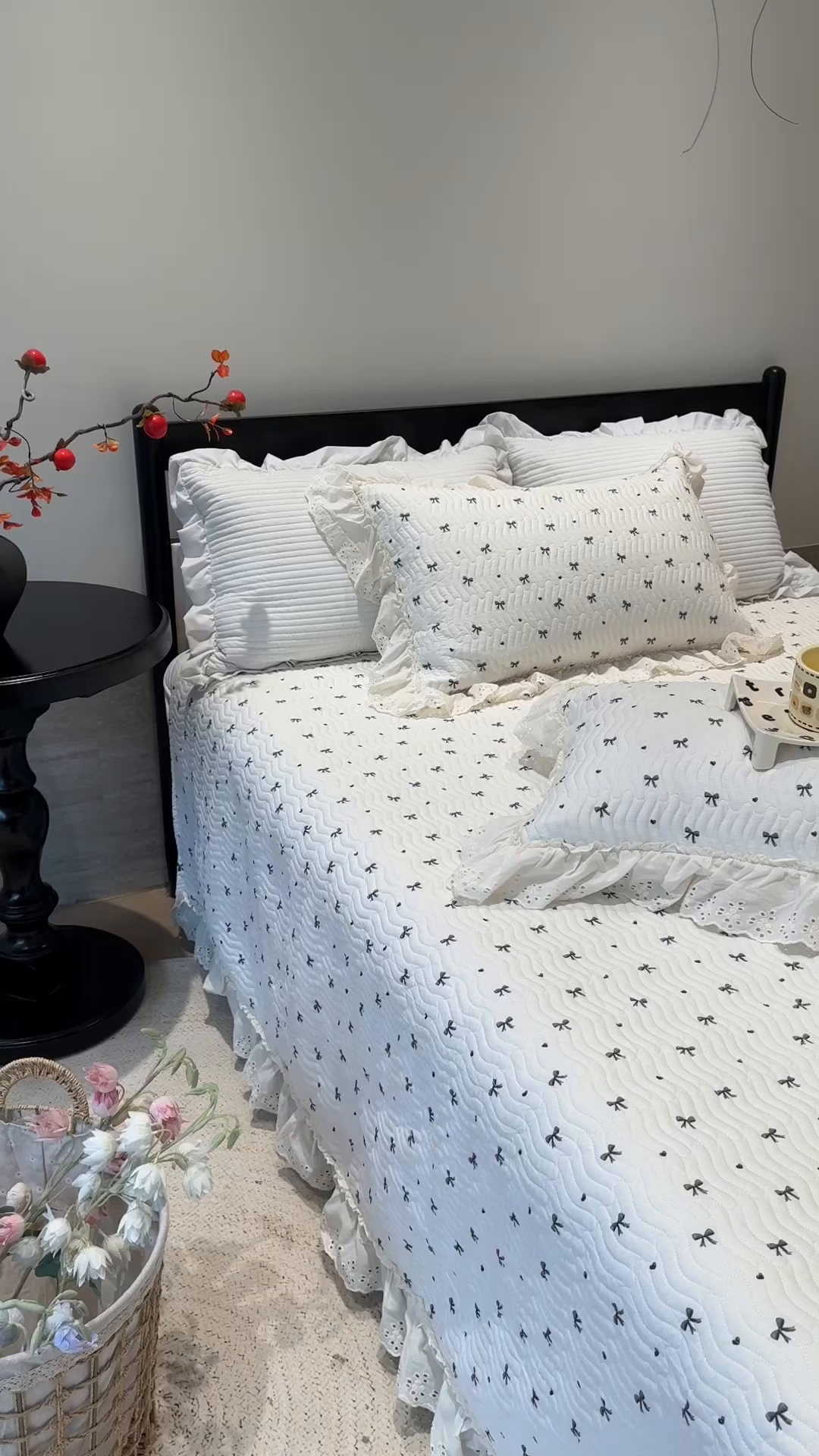 91家纺网 家纺一手货源 找家纺 奈萝家纺 2025新款全棉纯棉床盖三件套可配同款四季被同款被套 蝴蝶结