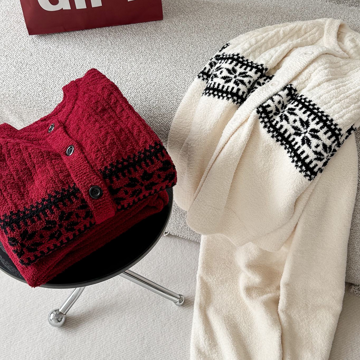 91家纺网 家纺一手货源 找家纺 （总）妍景家居生活馆 2025新款半边绒-圣诞复古套装