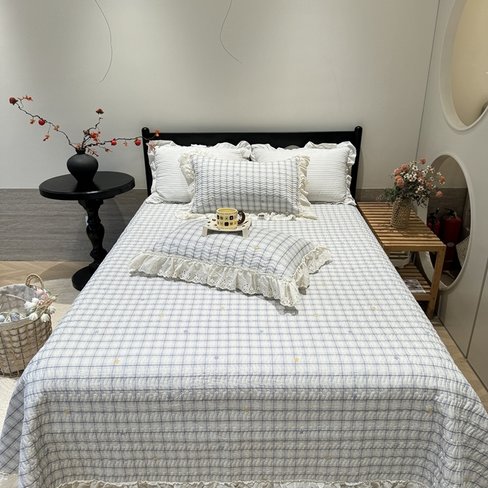 91家纺网 家纺一手货源 找家纺 奈萝家纺 2025新款全棉纯棉床盖三件套可配同款四季被同款被套 极光之星