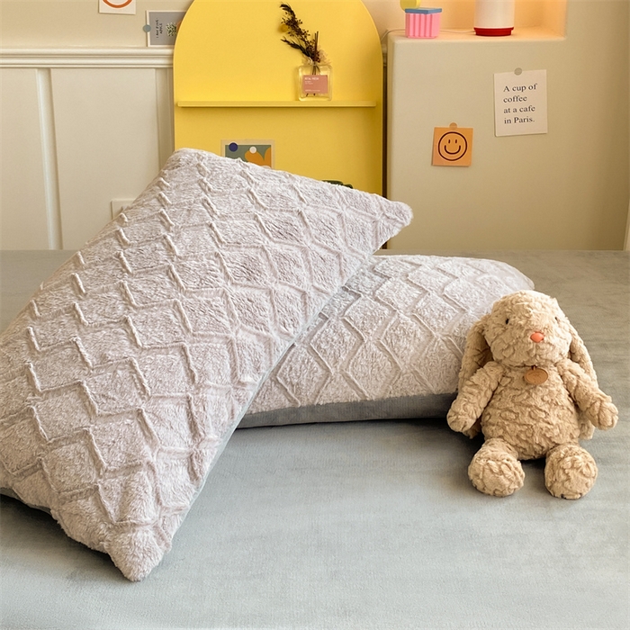 名兮家居 2025加厚兔毛绒枕套 波浪-灰