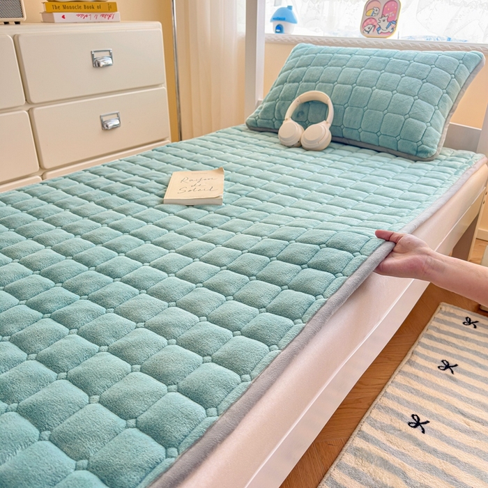 91家纺网 家纺一手货源 找家纺 （总）小叮当家纺仓储工厂店 2025新款牛奶绒夹棉印花床垫学生图