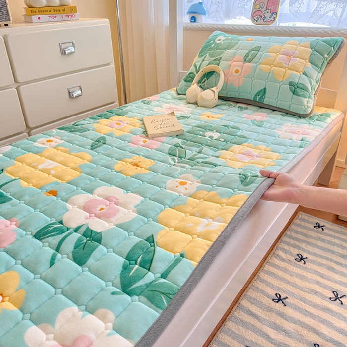 91家纺网 家纺一手货源 找家纺 （总）小叮当家纺仓储工厂店 2025新款牛奶绒夹棉印花床垫学生图