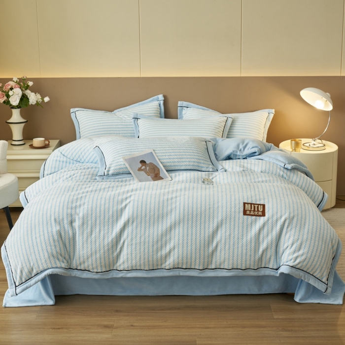 91家纺网 家纺一手货源 找家纺 晨曦家纺 2025新款加厚贝贝绒牛奶绒四件套（暖光） 贝贝绒-樱兰