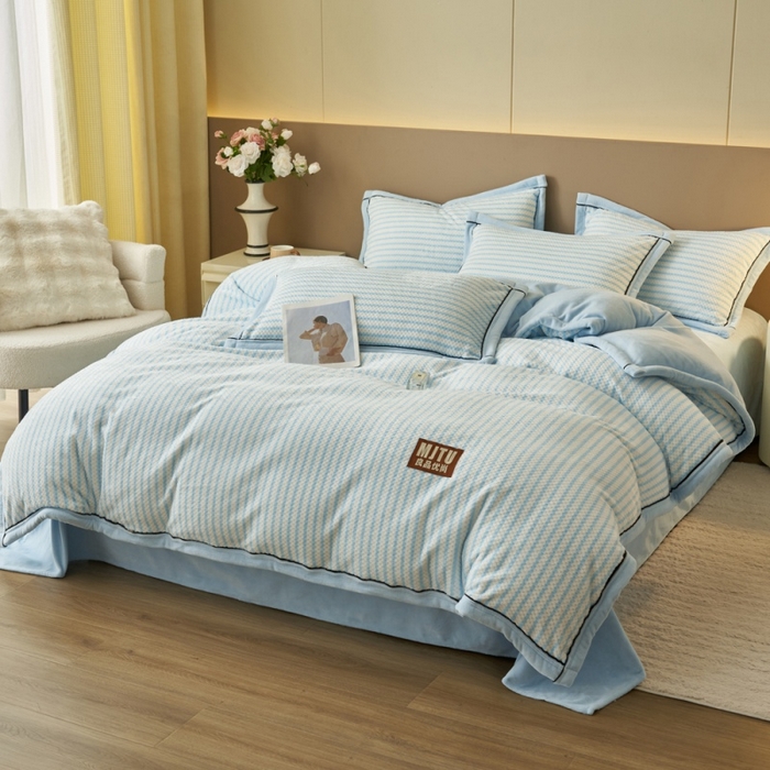 91家纺网 家纺一手货源 找家纺 晨曦家纺 2025新款加厚贝贝绒牛奶绒四件套（暖光） 贝贝绒-樱兰