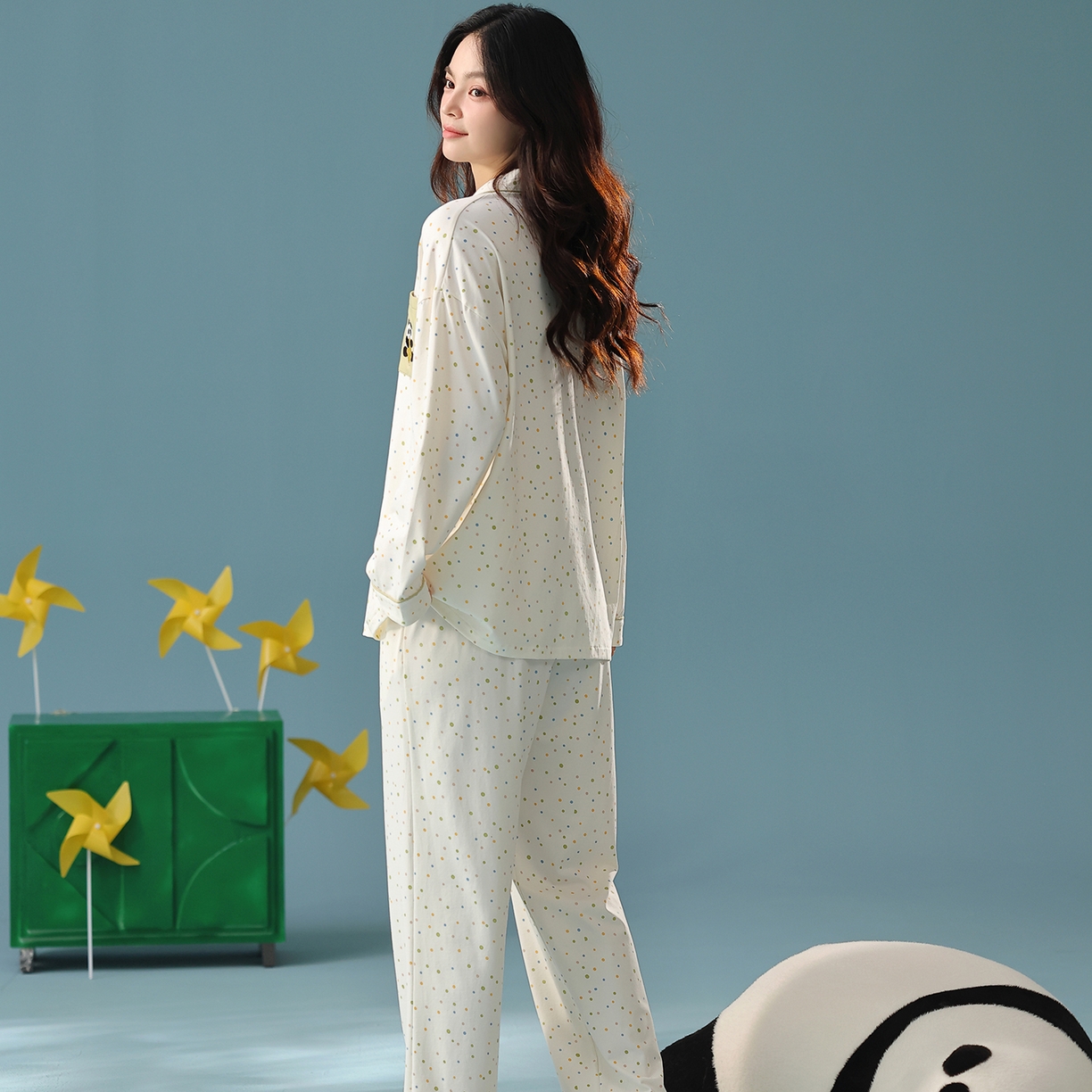 （總）妍景家居生活館 2025新款新疆棉-彩色波點熊貓