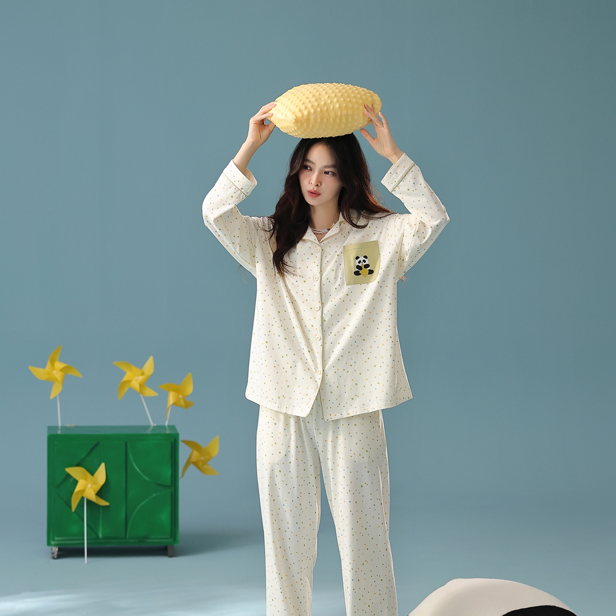 91家纺网 家纺一手货源 找家纺 （总）妍景家居生活馆 2025新款新疆棉-彩色波点熊猫